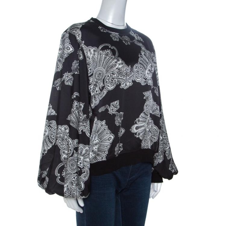 Pre Owned McQ by Alexander McQueen Black Phoenix Paisley Print Jumper M