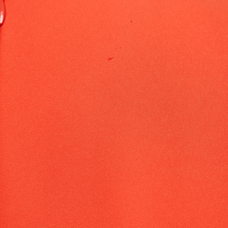 Pre Owned McQ by Alexander McQueen Orange Embellished Collar Cady Flared Dress M