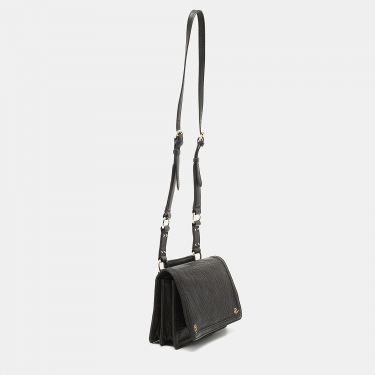 Pre Owned McQ by Alexander McQueen Black Textured Leather Shoulder Bag