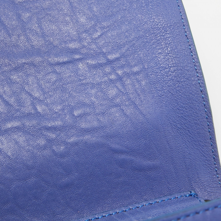 Pre Owned McQ by Alexander McQueen Blue Pebbled Leather Simple Fold Shoulder Bag