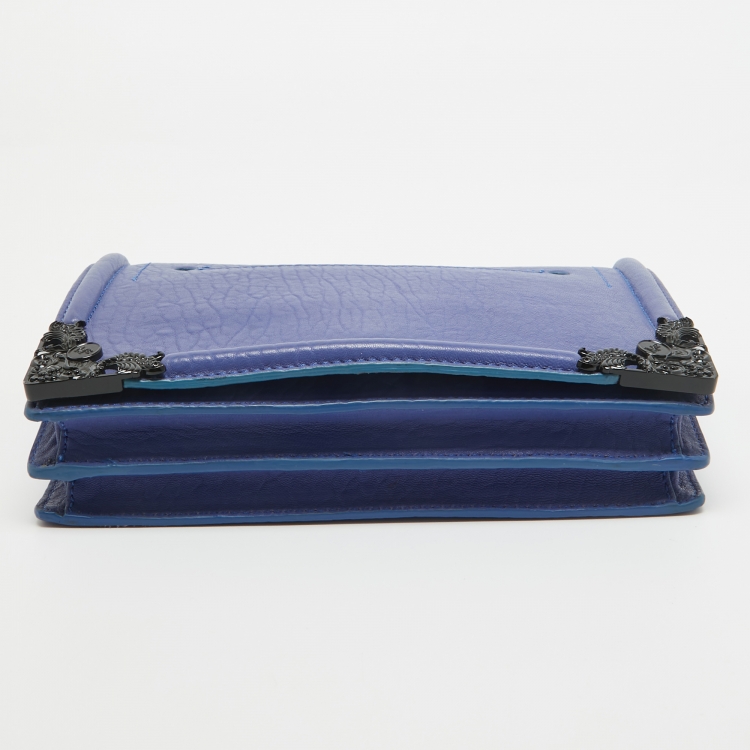 Pre Owned McQ by Alexander McQueen Blue Pebbled Leather Simple Fold Shoulder Bag