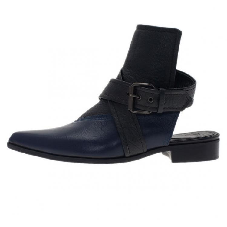 Pre Owned McQ by Alexander McQueen Two Tone Leather Grace Ankle Boots Size 39