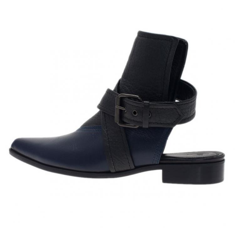 Pre Owned McQ by Alexander McQueen Two Tone Leather Grace Ankle Boots Size 39
