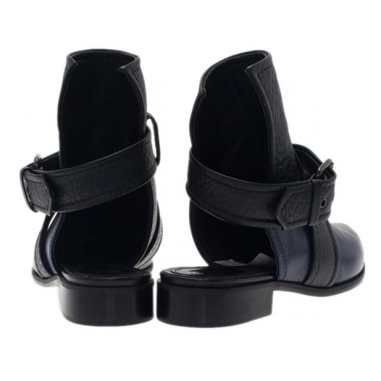 Pre Owned McQ by Alexander McQueen Two Tone Leather Grace Ankle Boots Size 39