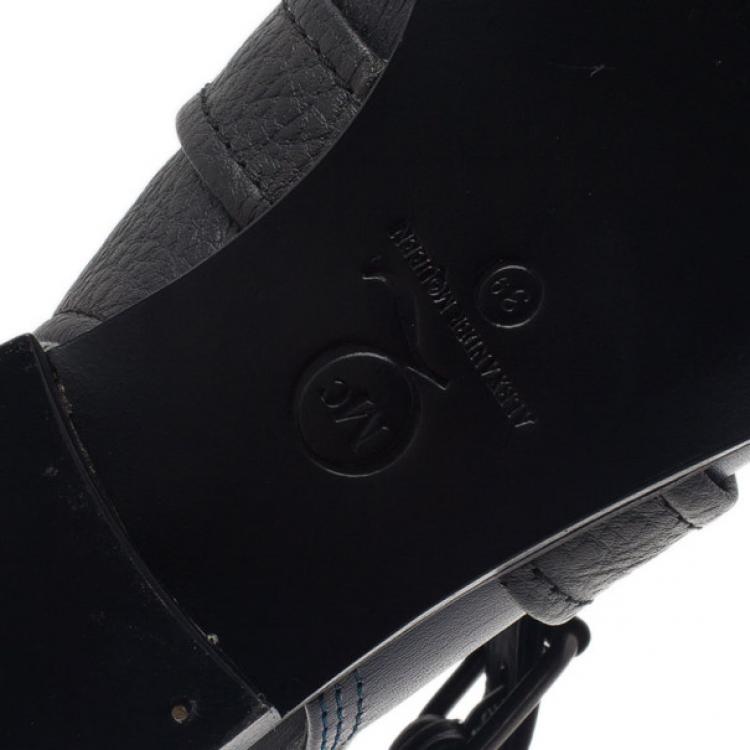 Pre Owned McQ by Alexander McQueen Two Tone Leather Grace Ankle Boots Size 39