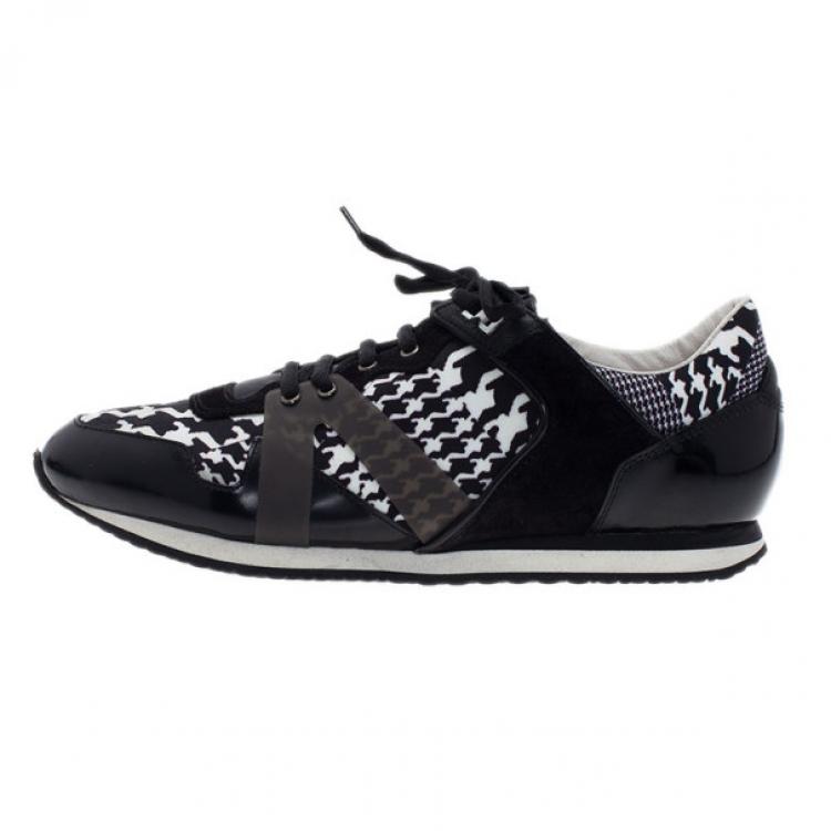 Pre Owned McQ by Alexander McQueen Houndstooth Canvas and Leather Sneakers Size 41