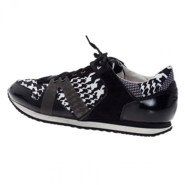 Pre Owned McQ by Alexander McQueen Houndstooth Canvas and Leather Sneakers Size 41