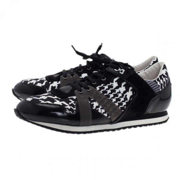 Pre Owned McQ by Alexander McQueen Houndstooth Canvas and Leather Sneakers Size 41