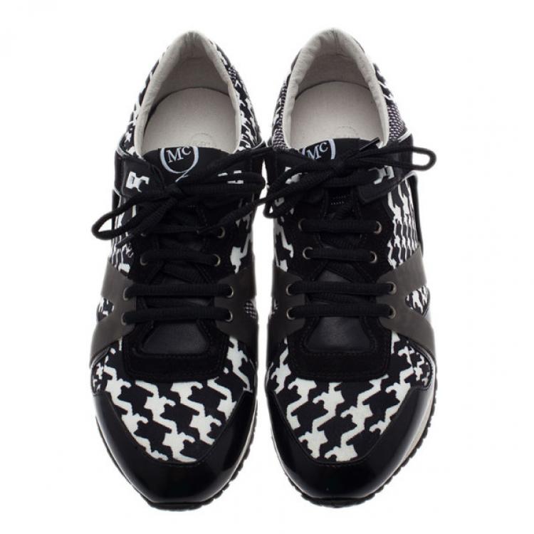 Pre Owned McQ by Alexander McQueen Houndstooth Canvas and Leather Sneakers Size 41