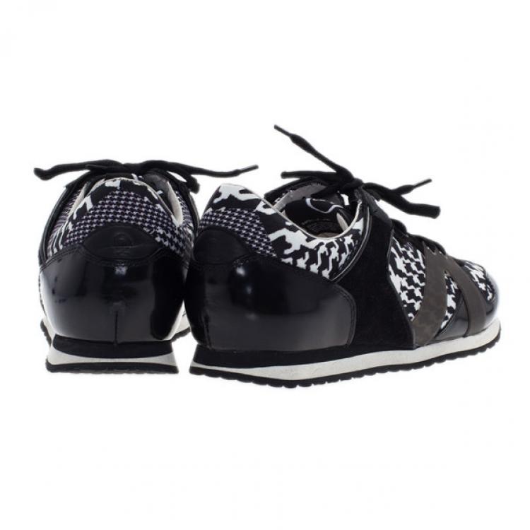 Pre Owned McQ by Alexander McQueen Houndstooth Canvas and Leather Sneakers Size 41
