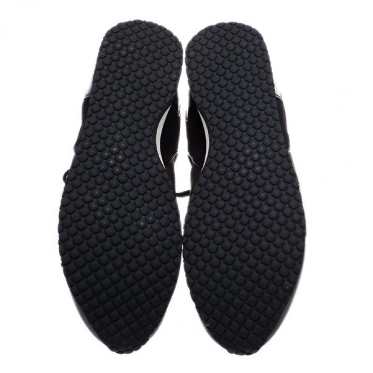 Pre Owned McQ by Alexander McQueen Houndstooth Canvas and Leather Sneakers Size 41