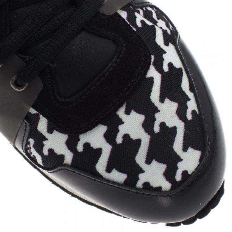 Pre Owned McQ by Alexander McQueen Houndstooth Canvas and Leather Sneakers Size 41