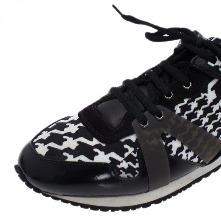 Pre Owned McQ by Alexander McQueen Houndstooth Canvas and Leather Sneakers Size 41