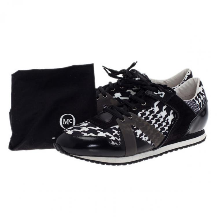 Pre Owned McQ by Alexander McQueen Houndstooth Canvas and Leather Sneakers Size 41