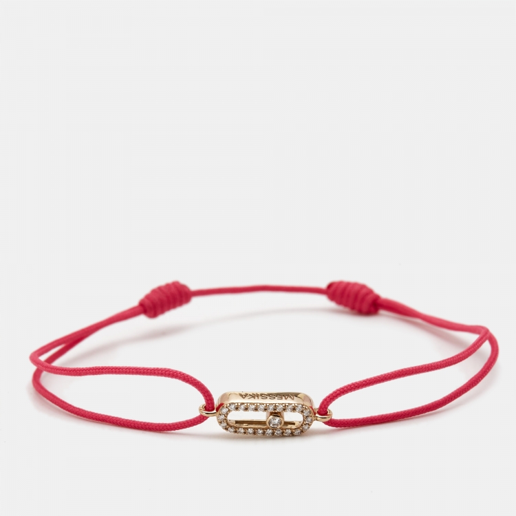 Pre Owned Messika Move Uno Pink Cord Diamond 18k Rose Gold Bracelet