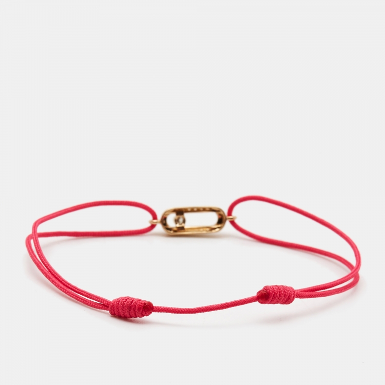 Pre Owned Messika Move Uno Pink Cord Diamond 18k Rose Gold Bracelet