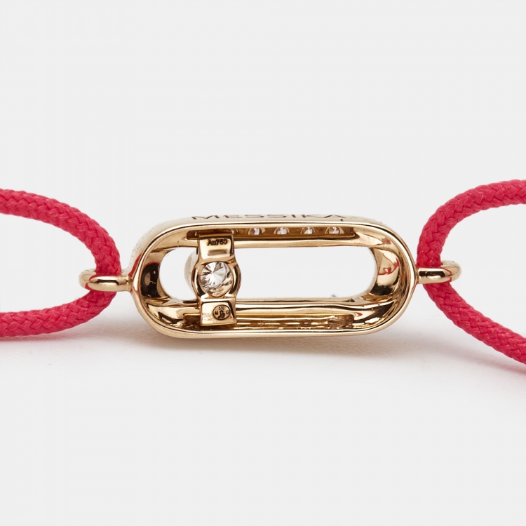 Pre Owned Messika Move Uno Pink Cord Diamond 18k Rose Gold Bracelet