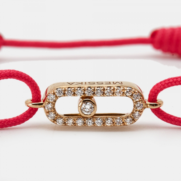 Pre Owned Messika Move Uno Pink Cord Diamond 18k Rose Gold Bracelet