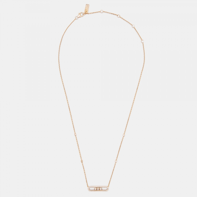 Pre Owned Messika Baby Move Pavé  Diamond 18k Rose Gold Necklace