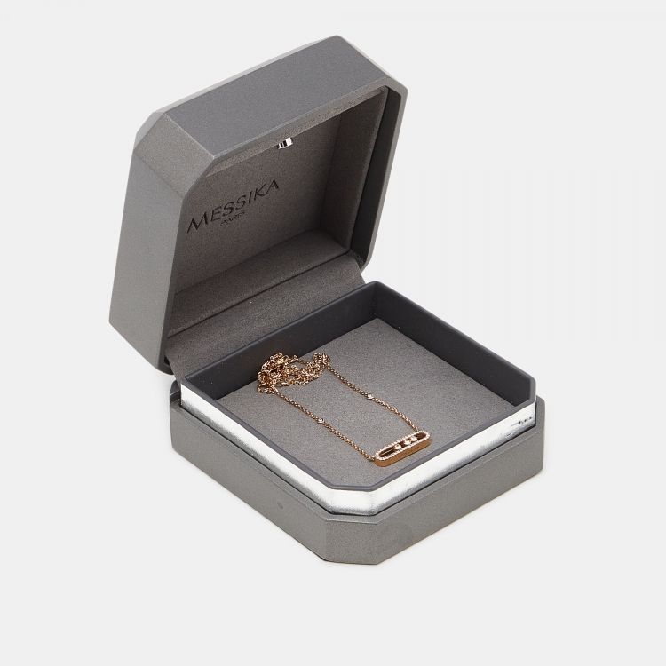 Pre Owned Messika Baby Move Pavé  Diamond 18k Rose Gold Necklace