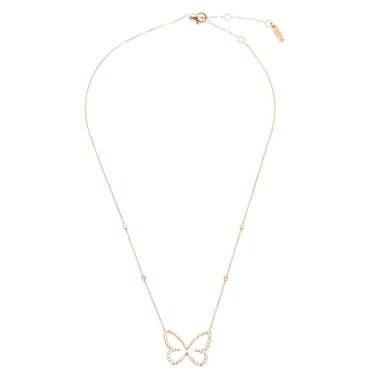 Pre Owned Messika Butterfly Ajouré Diamond & 18k Rose Gold Pendant Necklace