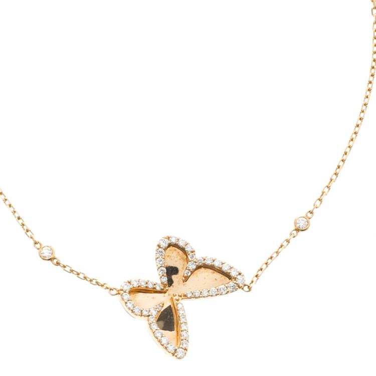 Pre Owned Messika Butterfly Ajouré Diamond 18k Rose Gold Bracelet 