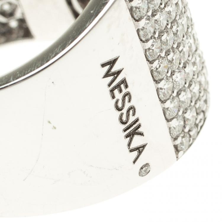 Pre Owned Messika Move Joaillerie Pave Diamond 18k White Gold Ring Size 52