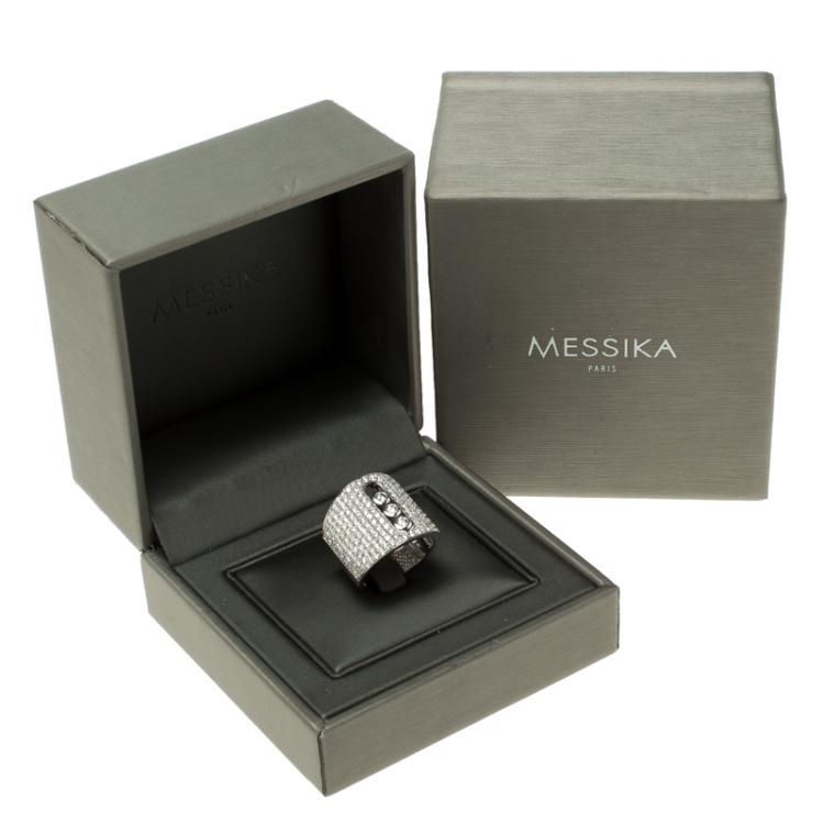 Pre Owned Messika Move Joaillerie Pave Diamond 18k White Gold Ring Size 52