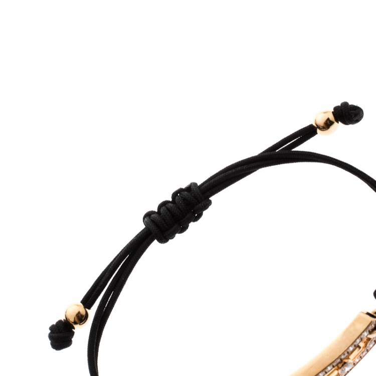 Pre Owned Messika Move Pave Diamonds 18k Rose Gold Adjustable Cord Bracelet