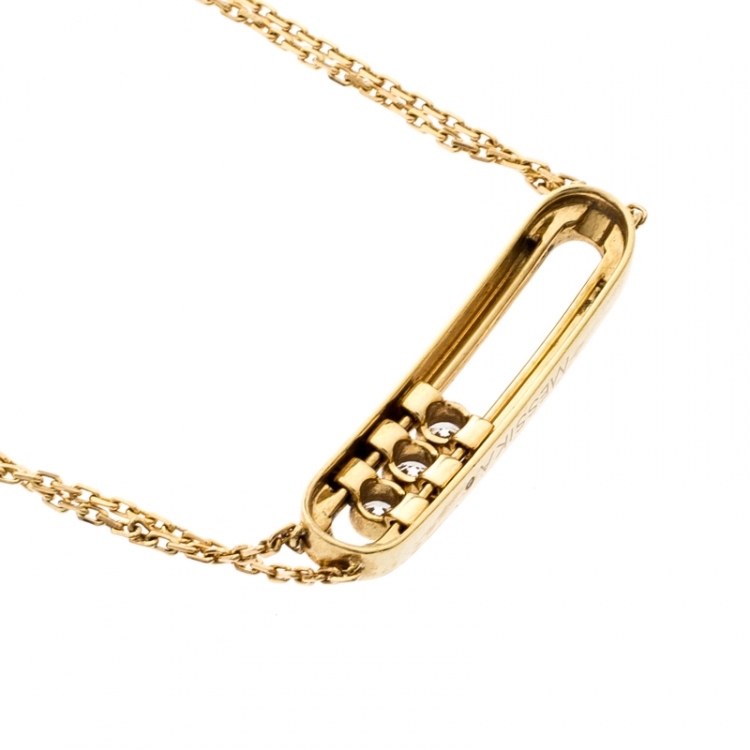 Pre Owned Messika Move Classique Diamond 18k Yellow Gold Double Chain Bracelet