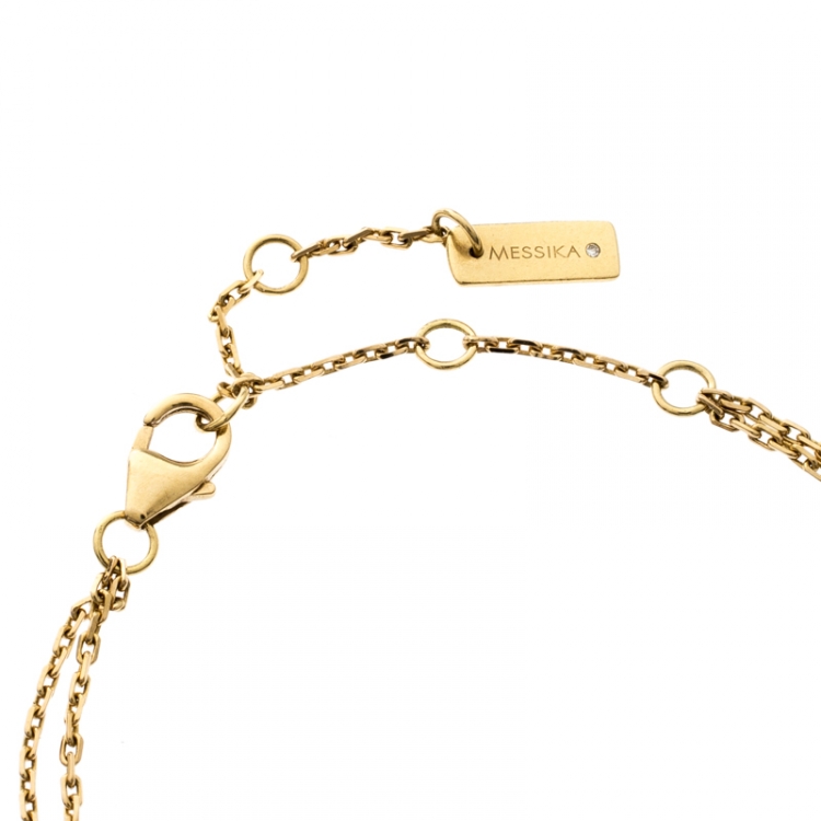 Pre Owned Messika Move Classique Diamond 18k Yellow Gold Double Chain Bracelet