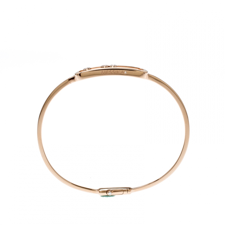 Pre Owned Messika Move Diamond 18k Rose Gold Narrow Bangle Bracelet