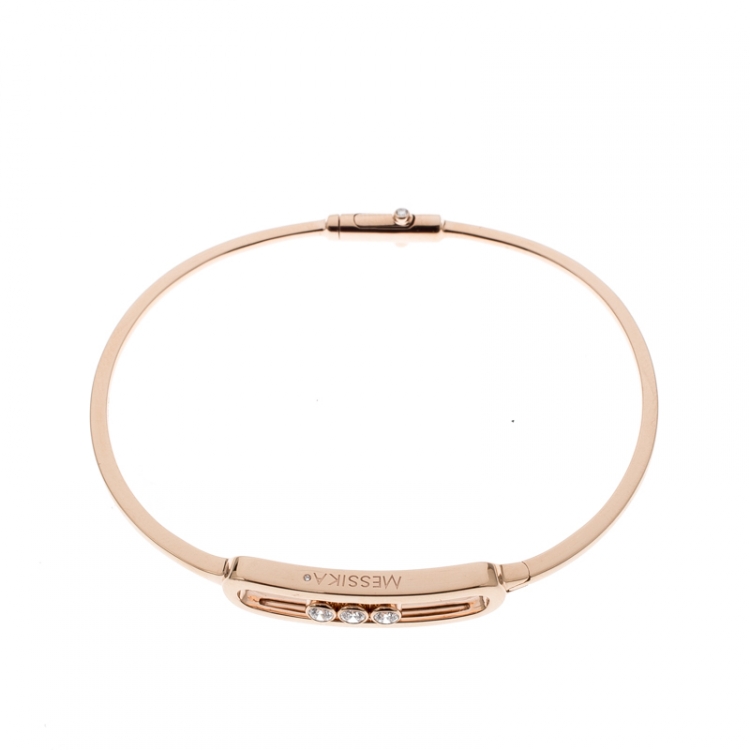 Pre Owned Messika Move Diamond 18k Rose Gold Narrow Bangle Bracelet