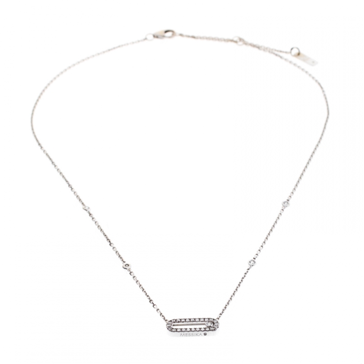 Pre Owned Messika Move Uno Diamond 18k White Gold Necklace
