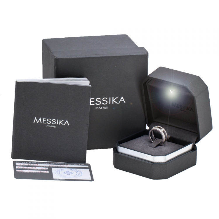 Pre Owned Messika Move Romane Pave Diamond 18K White Gold Band Ring Size 52