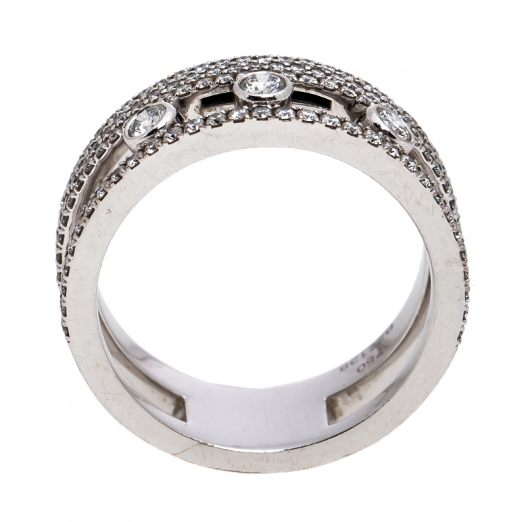 Pre Owned Messika Move Romane Pave Diamond 18K White Gold Band Ring Size 52