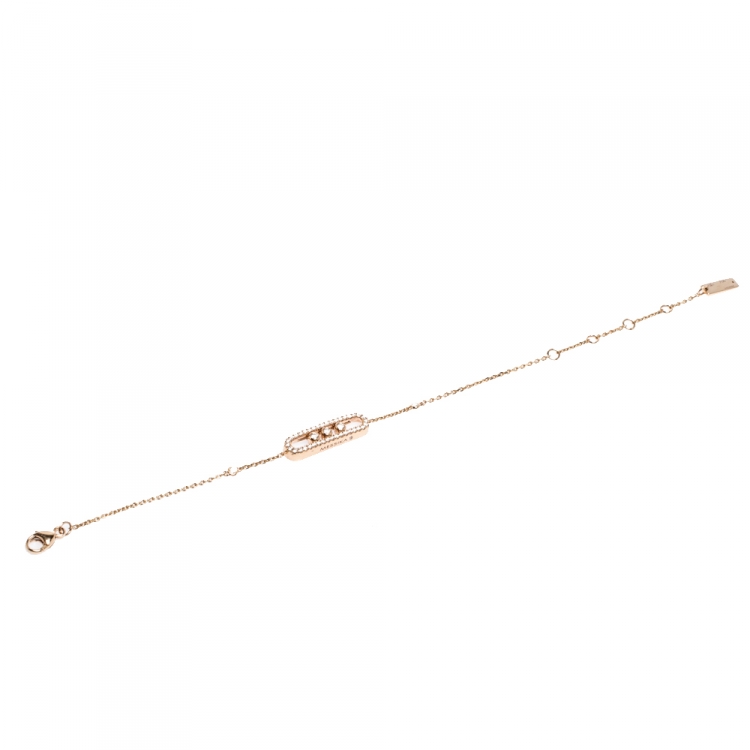 Pre Owned Messika Baby Move Diamond Pavé 18K Rose Gold Bracelet