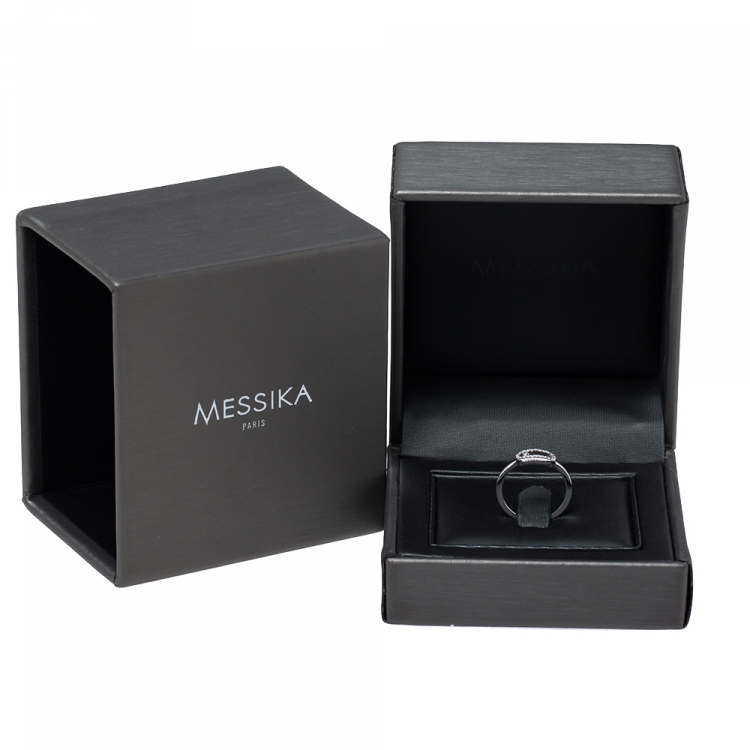 Pre Owned Messika Move Uno Pave Diamond 18K White Gold Ring Size 50.5