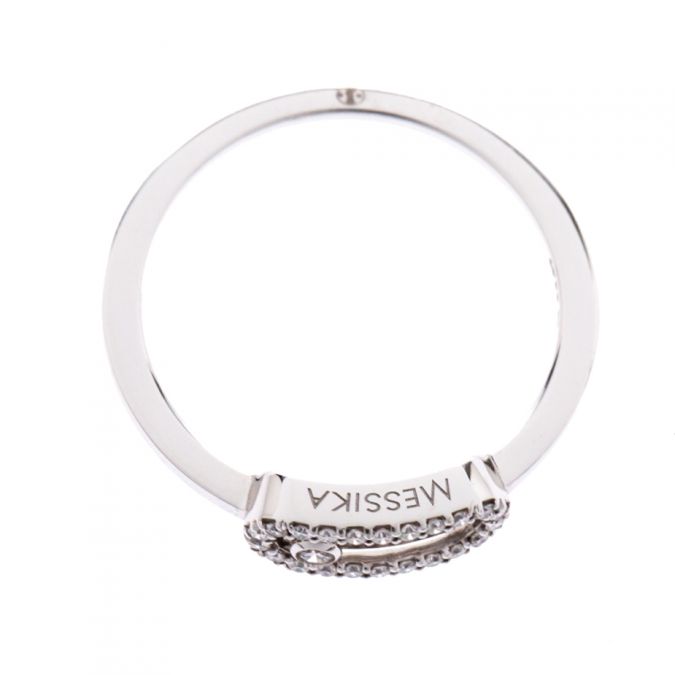 Pre Owned Messika Move Uno Pave Diamond 18K White Gold Ring Size 50.5