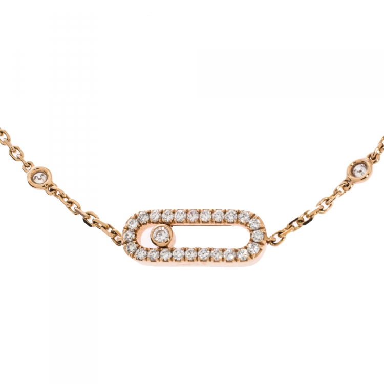 Pre Owned Messika Move Uno Pavé Diamond 18K Rose Gold Bracelet