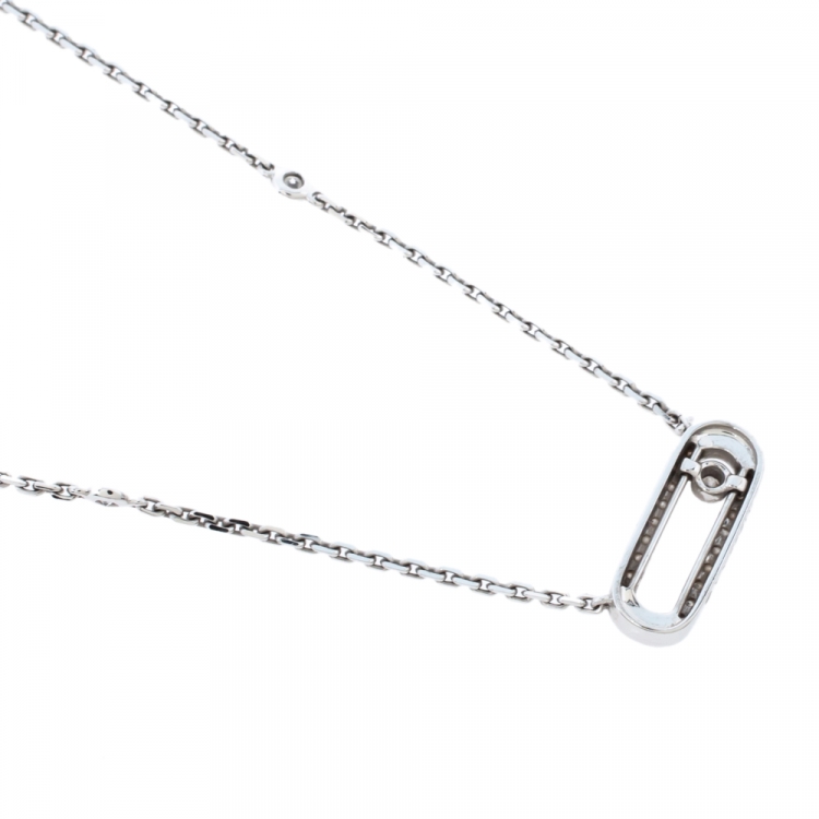 Pre Owned Messika Move Uno Pave Diamond 18K White Gold Necklace