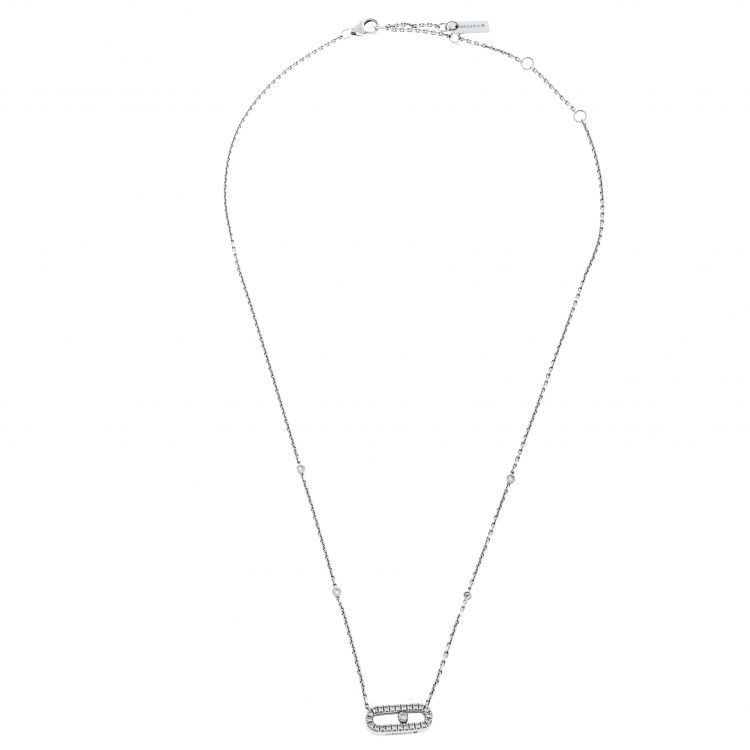 Pre Owned Messika Move Uno Pave Diamond 18K White Gold Necklace