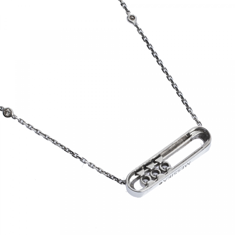 Pre Owned Messika Baby Move Diamond 18K White Gold Pendant Necklace