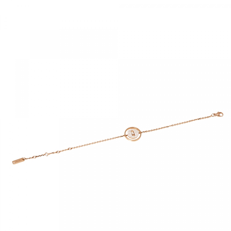 Pre Owned Messika Lucky Move Pave Diamond 18K Rose Gold Chain Link Bracelet