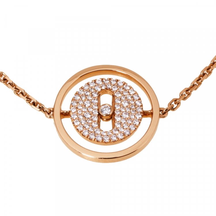 Pre Owned Messika Lucky Move Pave Diamond 18K Rose Gold Chain Link Bracelet