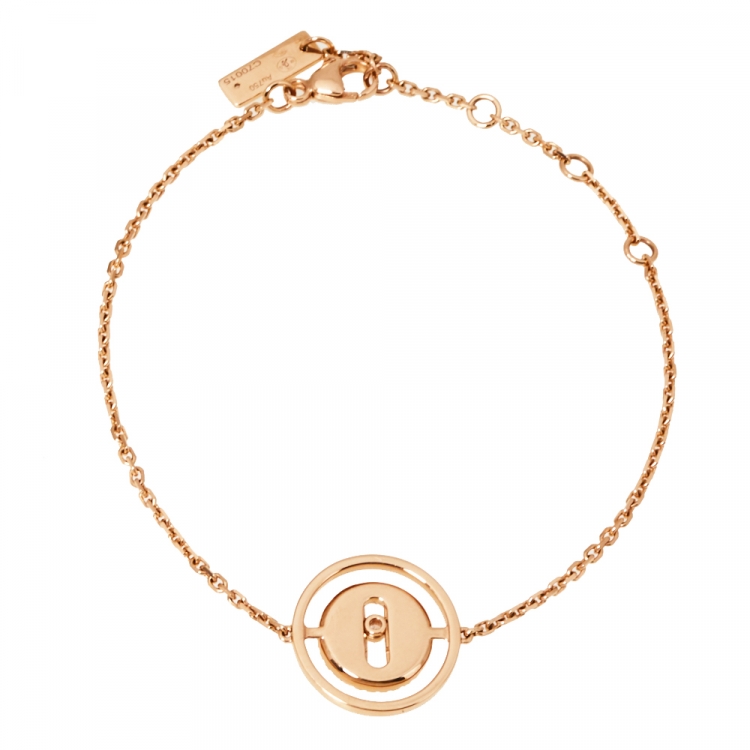 Pre Owned Messika Lucky Move Pave Diamond 18K Rose Gold Chain Link Bracelet