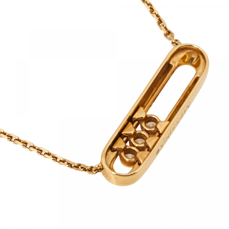 Pre Owned Messika Baby Move Diamond 18K Yellow Gold Pendant Necklace