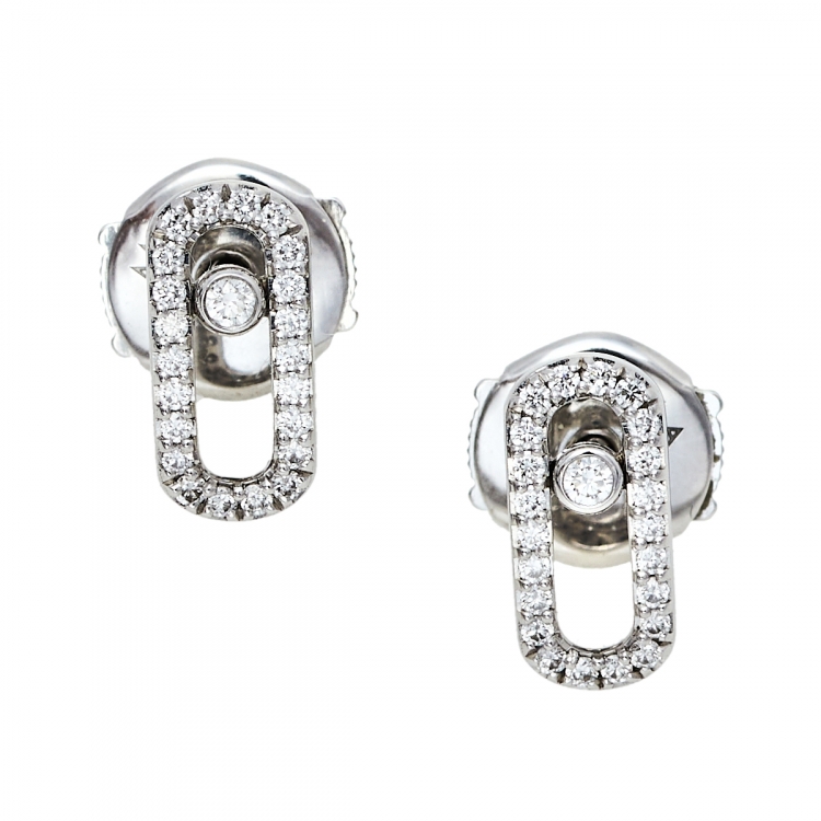 مملوكة مسبقًا Messika Move Uno Diamond 18K White Gold Stud Earrings