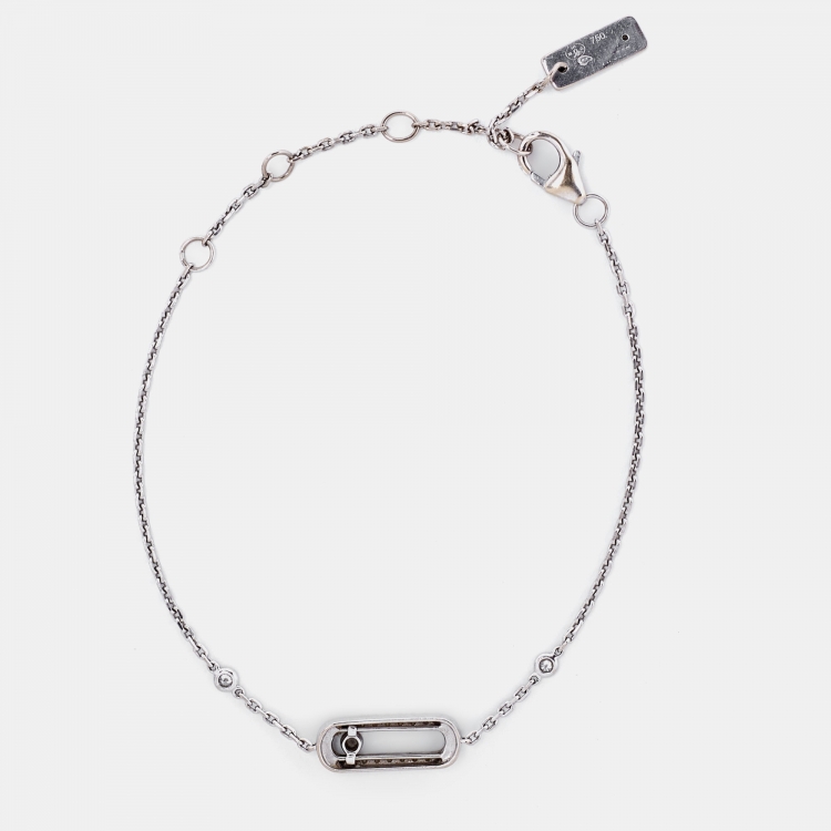 Pre Owned Messika Move Uno Pavé Diamonds 18k White Gold Bracelet