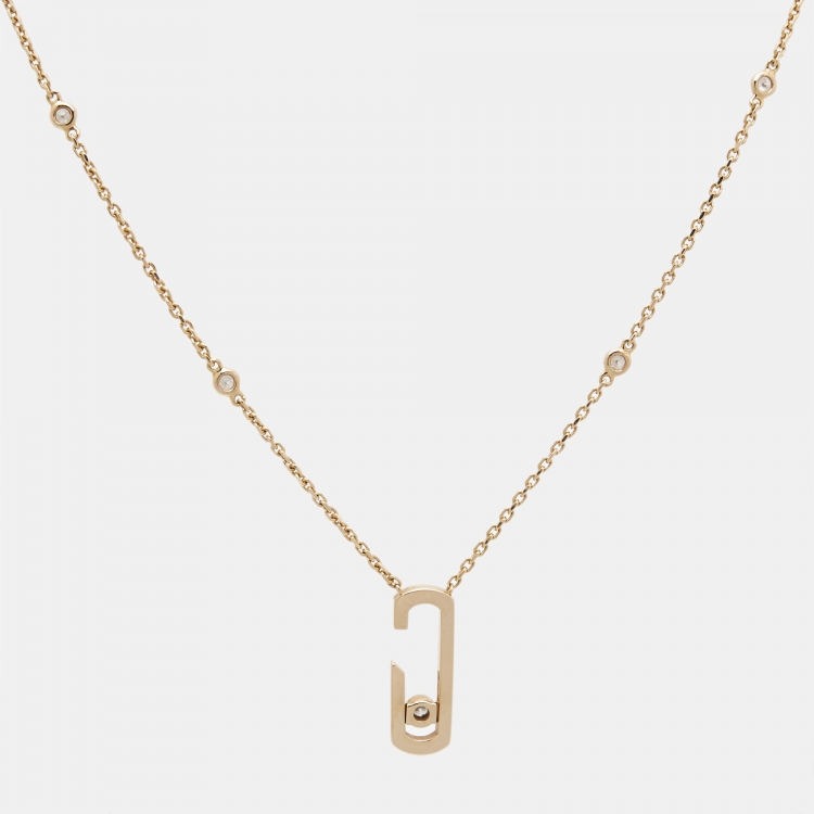 Pre Owned Messika Gigi Hadid Move Addiction Diamond 18k Rose Gold Necklace